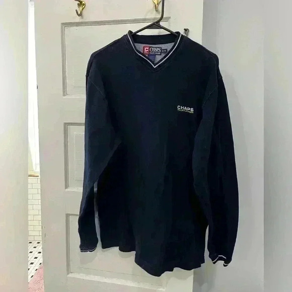 Chaps Polo Navy Blue Pullover Sweatshirt - Picture 1 of 7